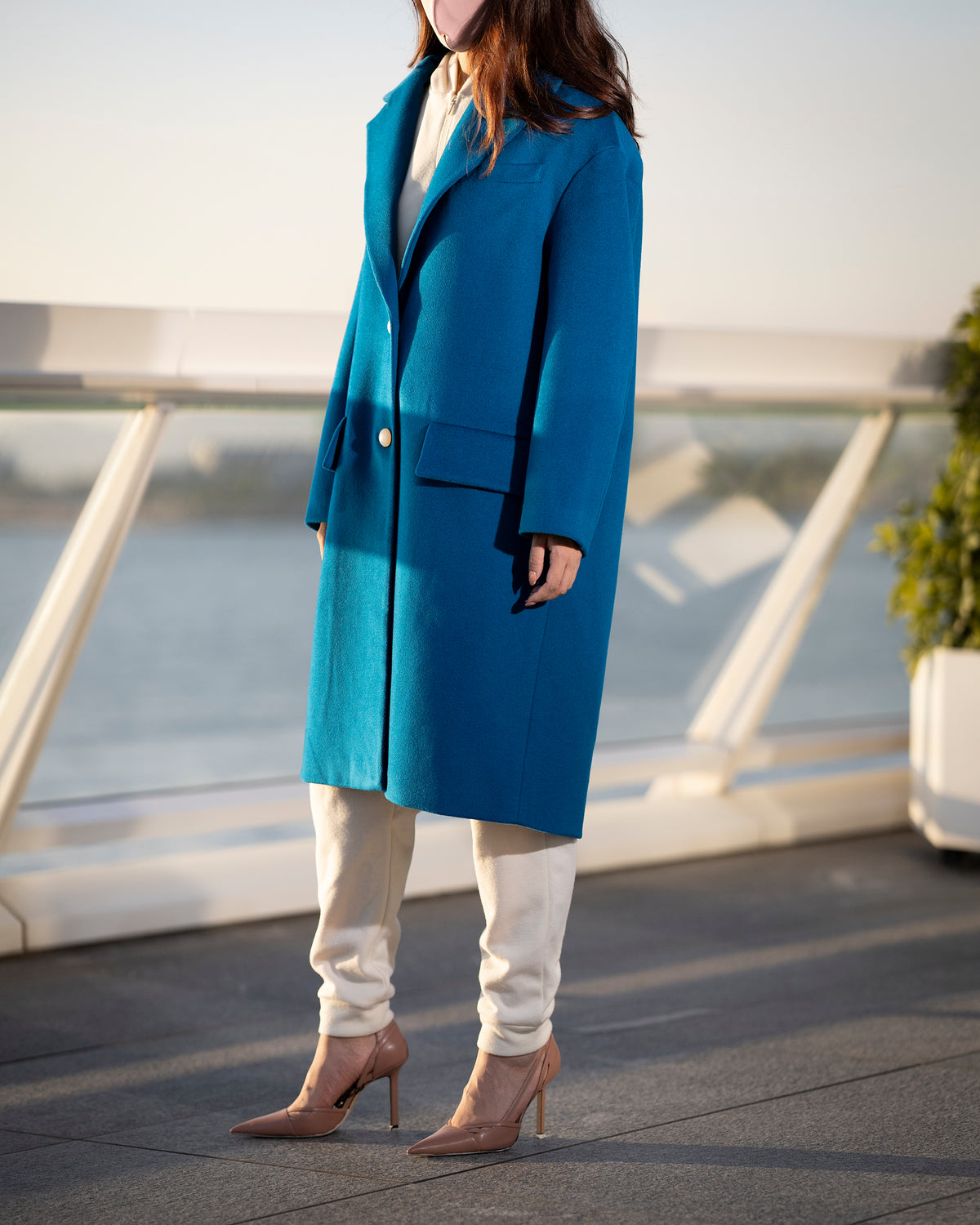 Relaxed Fit Wool-blend Coat - French Blue
